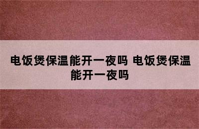 电饭煲保温能开一夜吗 电饭煲保温能开一夜吗